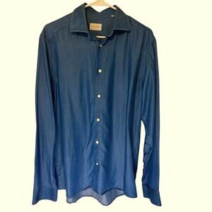 Jack Victor blue Lyocel men’s button down shirt. Size M